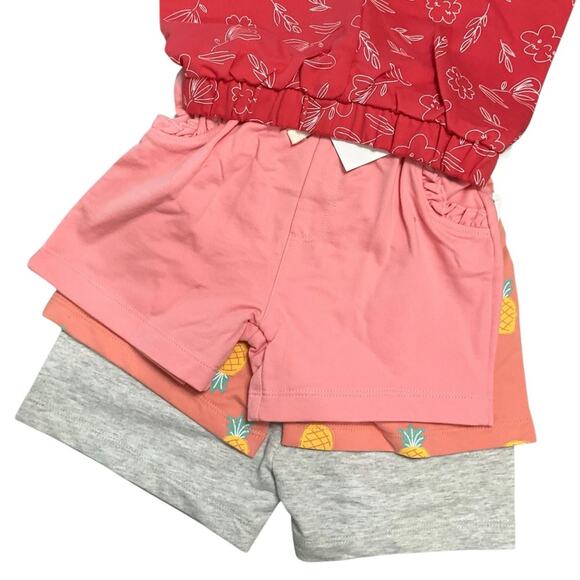 Pekkle Girls Floral Pineapple Shorts & Shirts 8 Piece Set Size 5 NWT - Picture 6 of 13